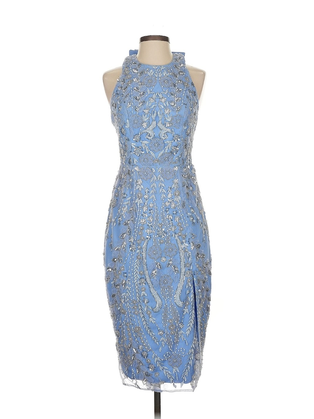 Dress the Population Blue Embellished Beaded Sheath Dress